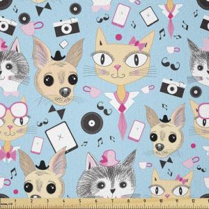 Ambesonne Kiss Fabric by The Yard, Red Woman Lips Kiss Marks Pattern Romance Feminine Graphic Valentines Day, Stretch Knit Fabric for Clothing Sewing and Arts Crafts, 1 Yard, Vermilion Ivory(Aqua Blue)