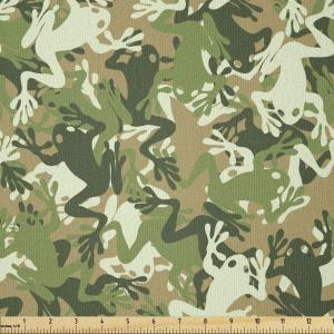 Ambesonne Kiss Fabric by The Yard, Red Woman Lips Kiss Marks Pattern Romance Feminine Graphic Valentines Day, Stretch Knit Fabric for Clothing Sewing and Arts Crafts, 1 Yard, Vermilion Ivory(Green Pine)