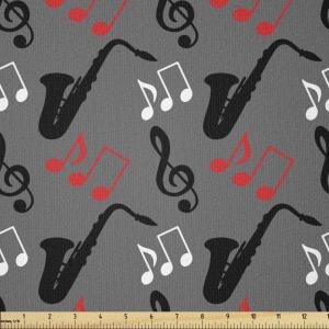 Ambesonne Kiss Fabric by The Yard, Red Woman Lips Kiss Marks Pattern Romance Feminine Graphic Valentines Day, Stretch Knit Fabric for Clothing Sewing and Arts Crafts, 1 Yard, Vermilion Ivory(Dimgrey Black)