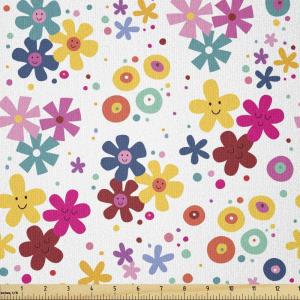 Ambesonne Kiss Fabric by The Yard, Red Woman Lips Kiss Marks Pattern Romance Feminine Graphic Valentines Day, Stretch Knit Fabric for Clothing Sewing and Arts Crafts, 1 Yard, Vermilion Ivory(Magenta)