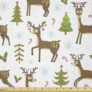 Ambesonne Kiss Fabric by The Yard, Red Woman Lips Kiss Marks Pattern Romance Feminine Graphic Valentines Day, Stretch Knit Fabric for Clothing Sewing and Arts Crafts, 1 Yard, Vermilion Ivory(Caramel Green and White)