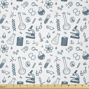 Ambesonne Kiss Fabric by The Yard, Red Woman Lips Kiss Marks Pattern Romance Feminine Graphic Valentines Day, Stretch Knit Fabric for Clothing Sewing and Arts Crafts, 1 Yard, Vermilion Ivory(Petrol Blue and White)