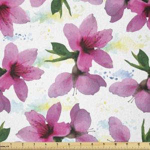 Ambesonne Kiss Fabric by The Yard, Red Woman Lips Kiss Marks Pattern Romance Feminine Graphic Valentines Day, Stretch Knit Fabric for Clothing Sewing and Arts Crafts, 1 Yard, Vermilion Ivory(Fuchsia Yellow)