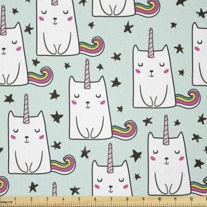 Ambesonne Kiss Fabric by The Yard, Red Woman Lips Kiss Marks Pattern Romance Feminine Graphic Valentines Day, Stretch Knit Fabric for Clothing Sewing and Arts Crafts, 1 Yard, Vermilion Ivory(Multicolor)