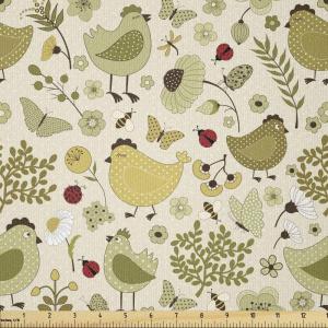 Ambesonne Kiss Fabric by The Yard, Red Woman Lips Kiss Marks Pattern Romance Feminine Graphic Valentines Day, Stretch Knit Fabric for Clothing Sewing and Arts Crafts, 1 Yard, Vermilion Ivory(Green Khaki)