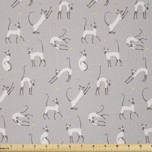 Ambesonne Kiss Fabric by The Yard, Red Woman Lips Kiss Marks Pattern Romance Feminine Graphic Valentines Day, Stretch Knit Fabric for Clothing Sewing and Arts Crafts, 1 Yard, Vermilion Ivory(Soft Grey)