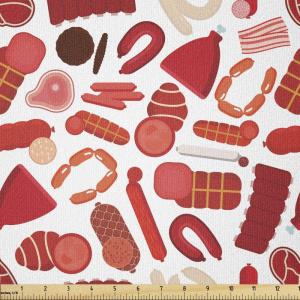 Ambesonne Kiss Fabric by The Yard, Red Woman Lips Kiss Marks Pattern Romance Feminine Graphic Valentines Day, Stretch Knit Fabric for Clothing Sewing and Arts Crafts, 1 Yard, Vermilion Ivory(Ruby White)