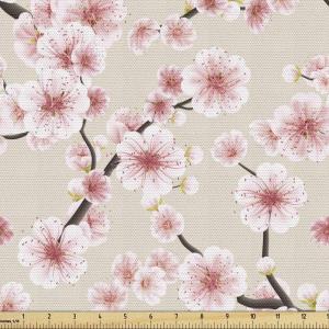 Ambesonne Kiss Fabric by The Yard, Red Woman Lips Kiss Marks Pattern Romance Feminine Graphic Valentines Day, Stretch Knit Fabric for Clothing Sewing and Arts Crafts, 1 Yard, Vermilion Ivory(Beige Rose)