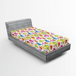 Ambesonne Love Fitted Sheet, Colorful Hearts and Butterflies Silhouettes Doodle Style Happy Valentines Day Pattern, Bed Cover with All-Round Elastic Deep Pocket for Comfort, Queen Size, Multicolor(Multicolor)