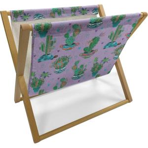 Ambesonne Love Magazine and Book Holder, Romance of The Roses Valentine’s Day Vintage Spring Season Pattern Illustration, Floor Rack Decor for Interior of Home & Office, 22″ x 19″, Rose Dark Pink(Lavender Sea Green and Green)