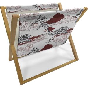 Ambesonne Love Magazine and Book Holder, Romance of The Roses Valentine’s Day Vintage Spring Season Pattern Illustration, Floor Rack Decor for Interior of Home & Office, 22″ x 19″, Rose Dark Pink(White Burgundy)