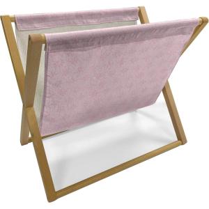 Ambesonne Pearls Magazine and Book Holder, Bow Ties with Hearts Feminine Valentines Day Romantic Theme with Dotted Background, Floor Rack Decor for Interior of Home & Office, 22″ x 19″, Pink Black(Pale Pink)