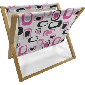 Ambesonne Pearls Magazine and Book Holder, Bow Ties with Hearts Feminine Valentines Day Romantic Theme with Dotted Background, Floor Rack Decor for Interior of Home & Office, 22″ x 19″, Pink Black(Pink White Black)