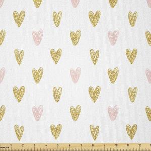 Ambesonne Pink Hearts Fabric by The Yard, Evenly Arranged Hand Sketched Hearts Illustration Valentine, Stretch Knit Fabric for Clothing Sewing and Arts Crafts, 10 Yards, Pale Earth Yellow Rose(Pale Earth Yellow Rose)