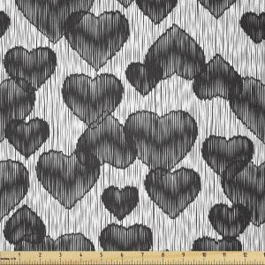 Ambesonne Romantic Fabric by The Yard, Gothic Hearts Tattoo Style Valentine’s Love Graffiti Grunge Illustration, Stretch Knit Fabric for Clothing Sewing and Arts Crafts, 5 Yards, Pale Grey Black(Pale Grey Black)