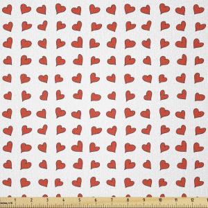 Ambesonne Romantic Fabric by The Yard, Heart Pattern Lovers Valentines Day Honeymoon Girls Doodle Design, Stretch Knit Fabric for Clothing Sewing and Arts Crafts, 5 Yards, Orange White(Orange White)