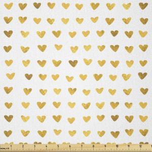 Ambesonne Romantic Fabric by The Yard, Watercolor Golden Yellow Toned Hearts Lovers Valentines Day Design Pattern, Stretch Knit Fabric for Clothing Sewing and Arts Crafts, 5 Yards, Pale Coffee White(Pale Coffee White)