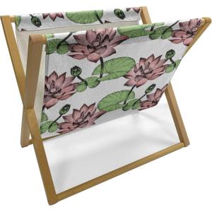 Ambesonne Romantic Magazine and Book Holder, Valentine’s Day Couple Tango Dancing on Stage Lovers Celebration Wedding, Floor Rack Decor for Interior of Home & Office, 22″ x 19″, Red Grey Slate Blue(White Rose and Green)