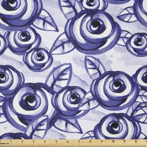 Ambesonne Watercolor Flowers Fabric by The Yard, Classical Feminine Rose Branch Bouquet Romantic Essence Valentines, Stretch Knit Fabric for Clothing Sewing and Arts Crafts, 5 Yards, Violet Blue(Violet Blue)