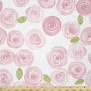Ambesonne Watercolor Flowers Fabric by The Yard, Romantic Rose Flowers Field Bouquet Bridal Valentines Theme, Stretch Knit Fabric for Clothing Sewing and Arts Crafts, 10 Yards, Pale Pink Pale Green(Pale Pink Pale Green)