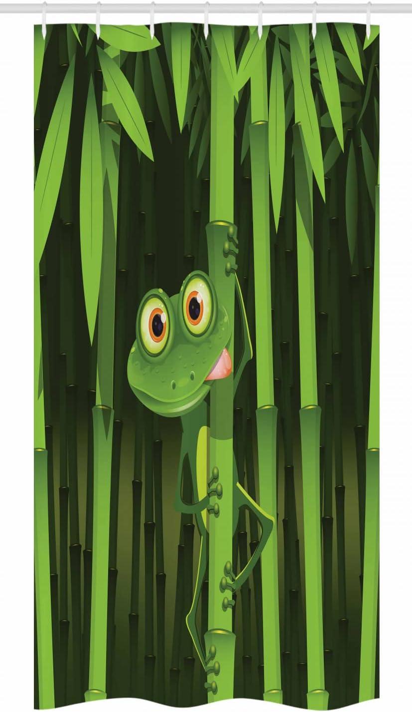 imageAmbesonne Animal Stall Shower Curtain Funny Illustration of a Friendly Fun Frog Character on Jungle Trees Nature Forest Cartoon Fabric Bathroom Decor Set with Hooks 36 W x 72 L Green