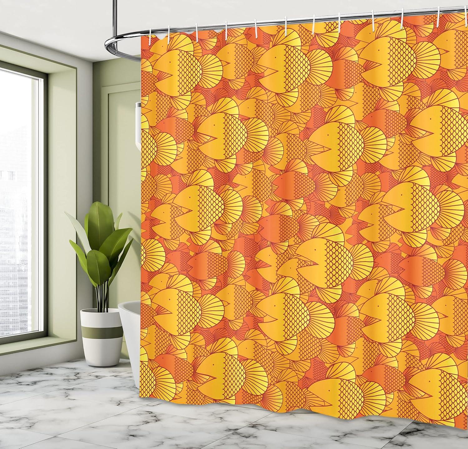 imageAmbesonne Cartoon Shower Curtain Pug Dog in Bathtub Grooming Salon Service Shampoo Rubber Duck Pets in Style Image Cloth Fabric Bathroom Decor Set with Hooks 69 W x 70 L TealOrange Yellow