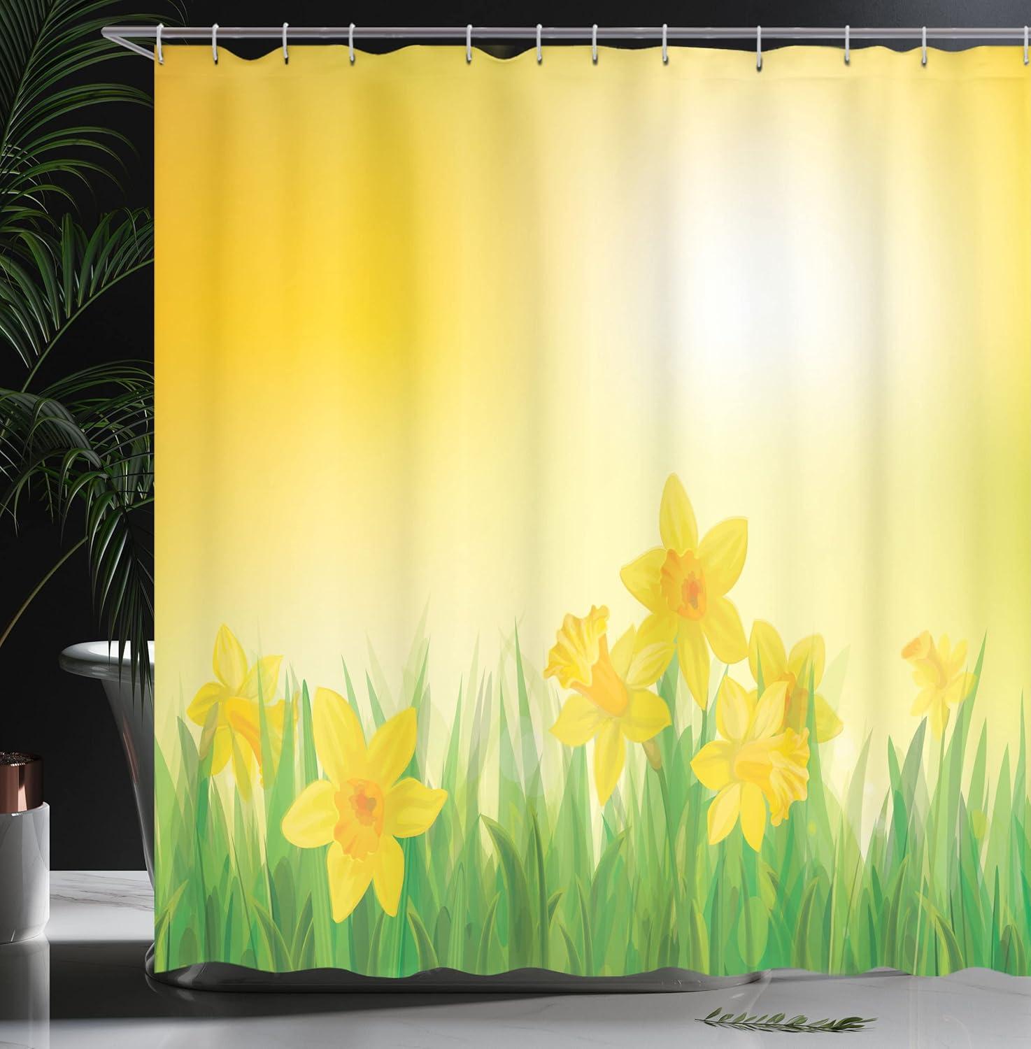 imageAmbesonne Cartoon Shower Curtain Pug Dog in Bathtub Grooming Salon Service Shampoo Rubber Duck Pets in Style Image Cloth Fabric Bathroom Decor Set with Hooks 69 W x 70 L TealYellow and Green