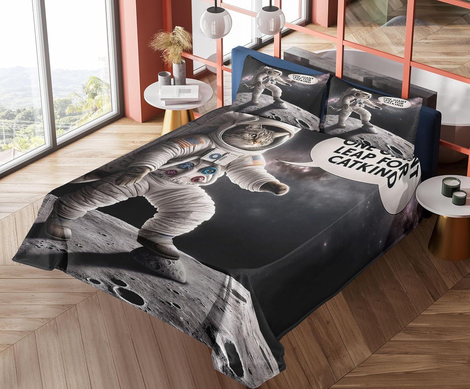 imageAmbesonne Cat Sheet Set Romantic Date Night of Kitties Drinking Milkshake Cozy Night Scene Valentines Fitted and Flat Sheet with Pillowcases Bedding Accent 4 Piece Set King Dark Blue ApricotDark Purple Grey Coconut