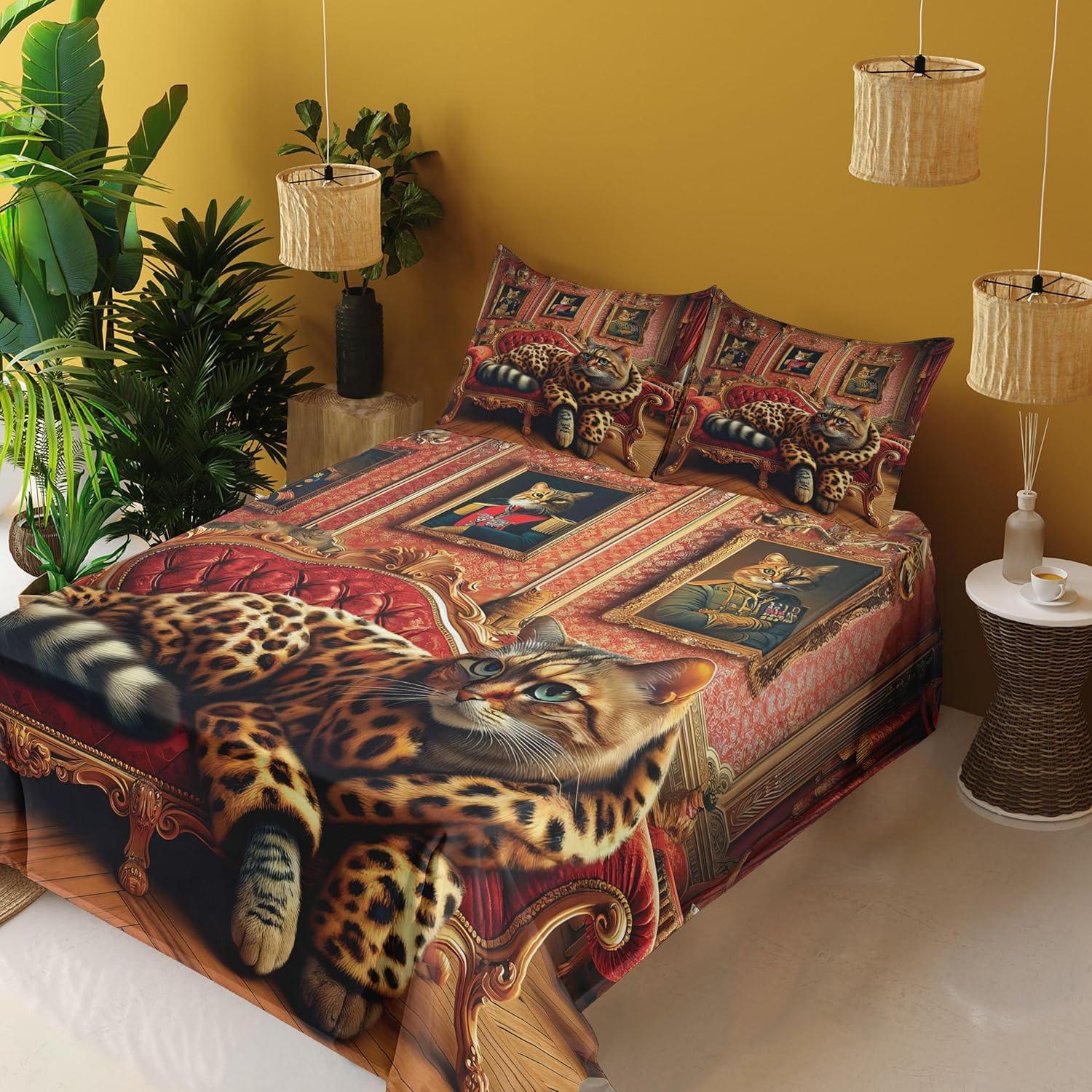 imageAmbesonne Cat Sheet Set Romantic Date Night of Kitties Drinking Milkshake Cozy Night Scene Valentines Fitted and Flat Sheet with Pillowcases Bedding Accent 4 Piece Set King Dark Blue ApricotMarigold Salmon