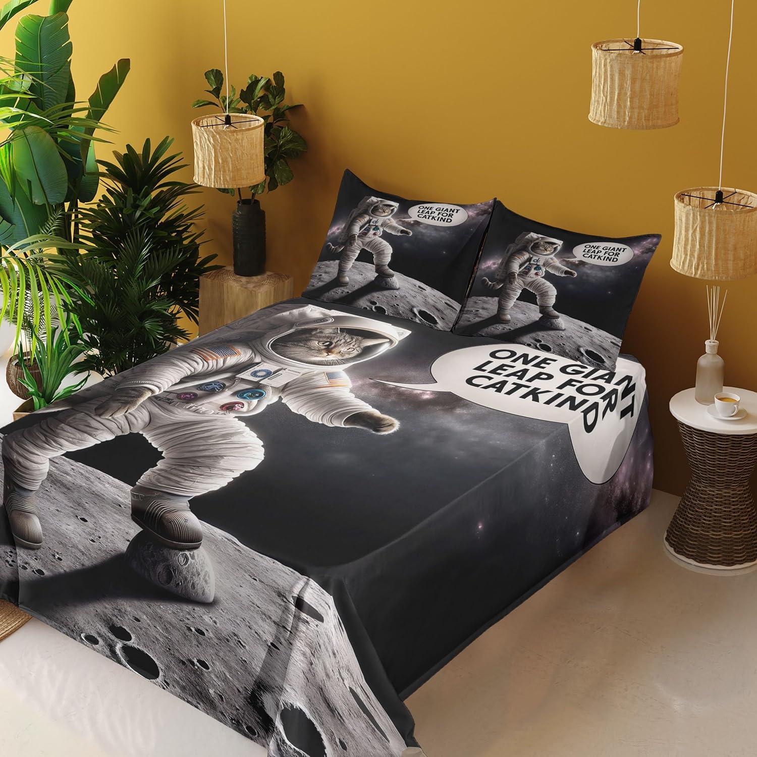 imageAmbesonne Cat Sheet Set Romantic Date Night of Kitties Drinking Milkshake Cozy Night Scene Valentines Fitted and Flat Sheet with Pillowcases Bedding Accent 4 Piece Set King Dark Blue ApricotDark Purple Grey Coconut