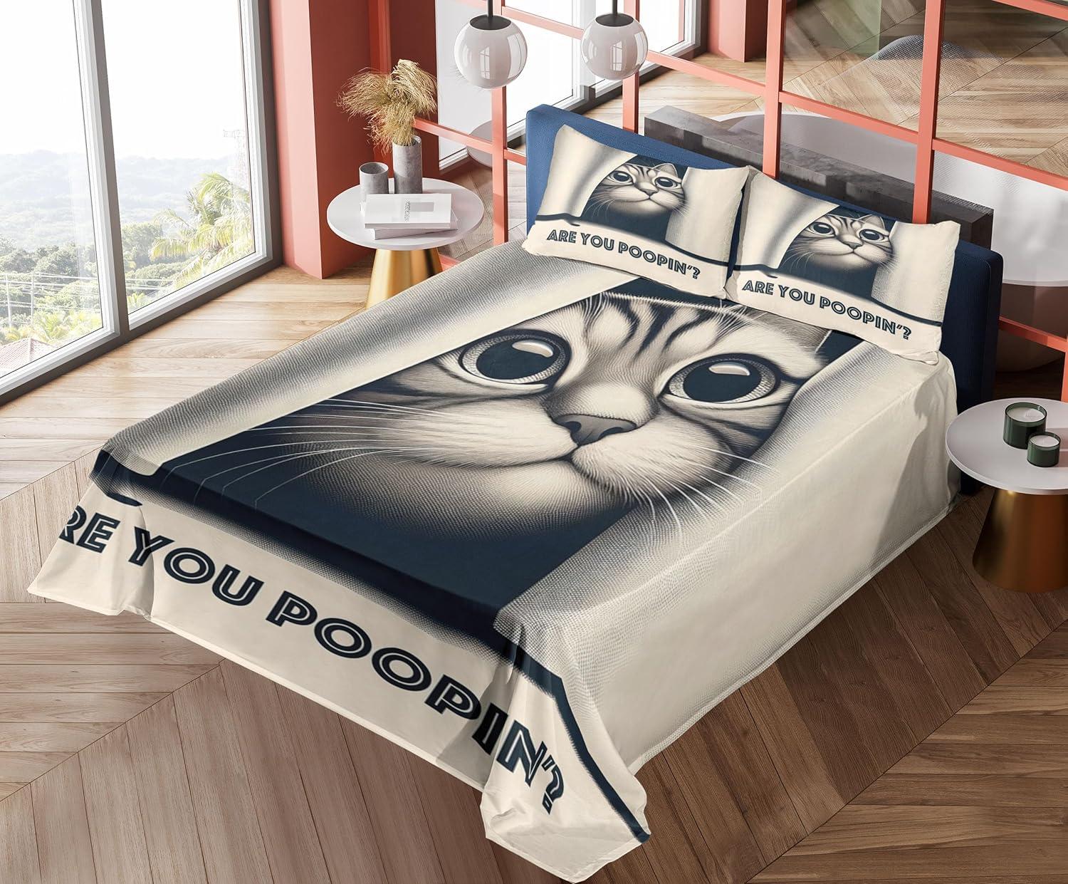 imageAmbesonne Cat Sheet Set Romantic Date Night of Kitties Drinking Milkshake Cozy Night Scene Valentines Fitted and Flat Sheet with Pillowcases Bedding Accent 4 Piece Set King Dark Blue ApricotDark Blue Ivory