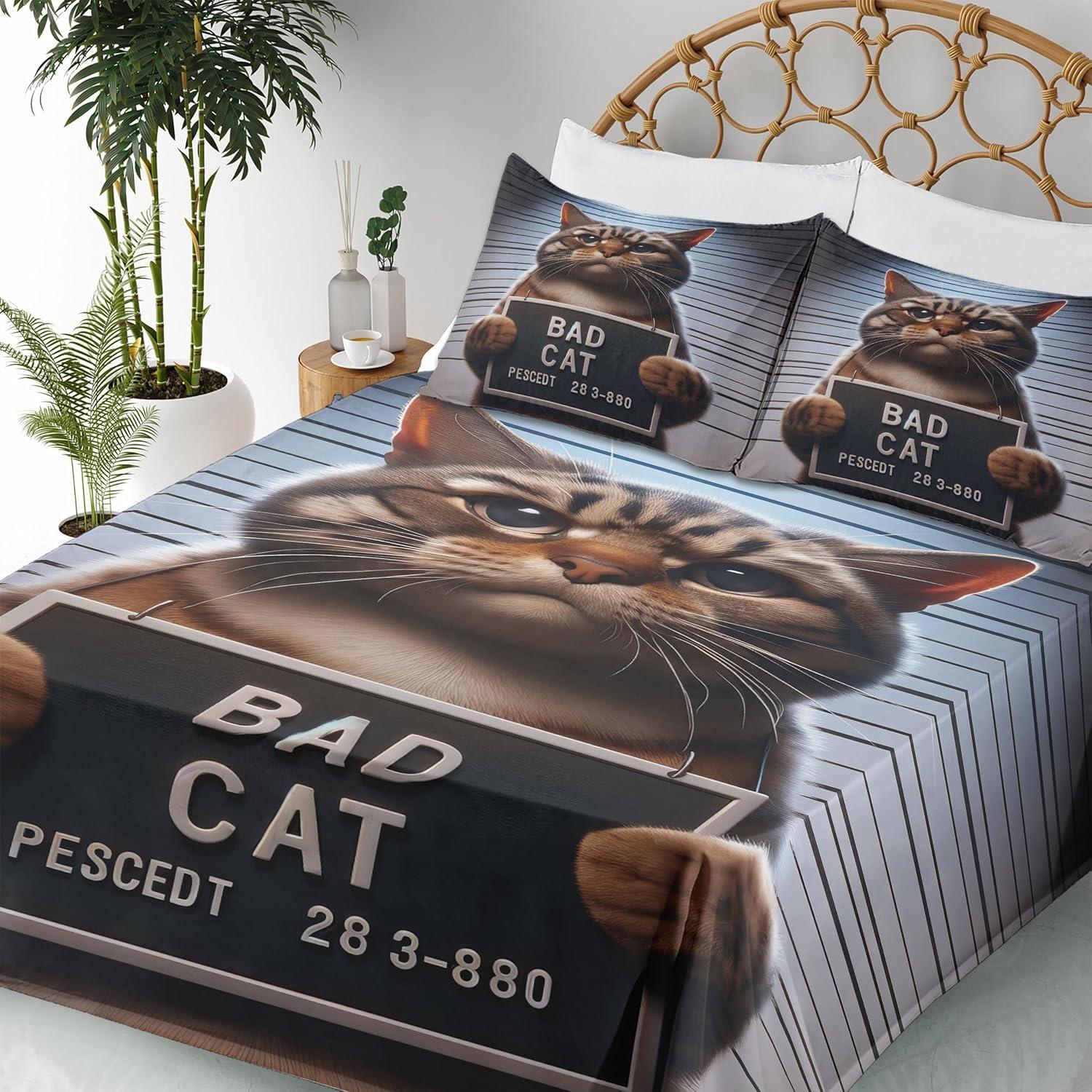imageAmbesonne Cat Sheet Set Romantic Date Night of Kitties Drinking Milkshake Cozy Night Scene Valentines Fitted and Flat Sheet with Pillowcases Bedding Accent 4 Piece Set King Dark Blue ApricotUmber and Pale Blue Grey