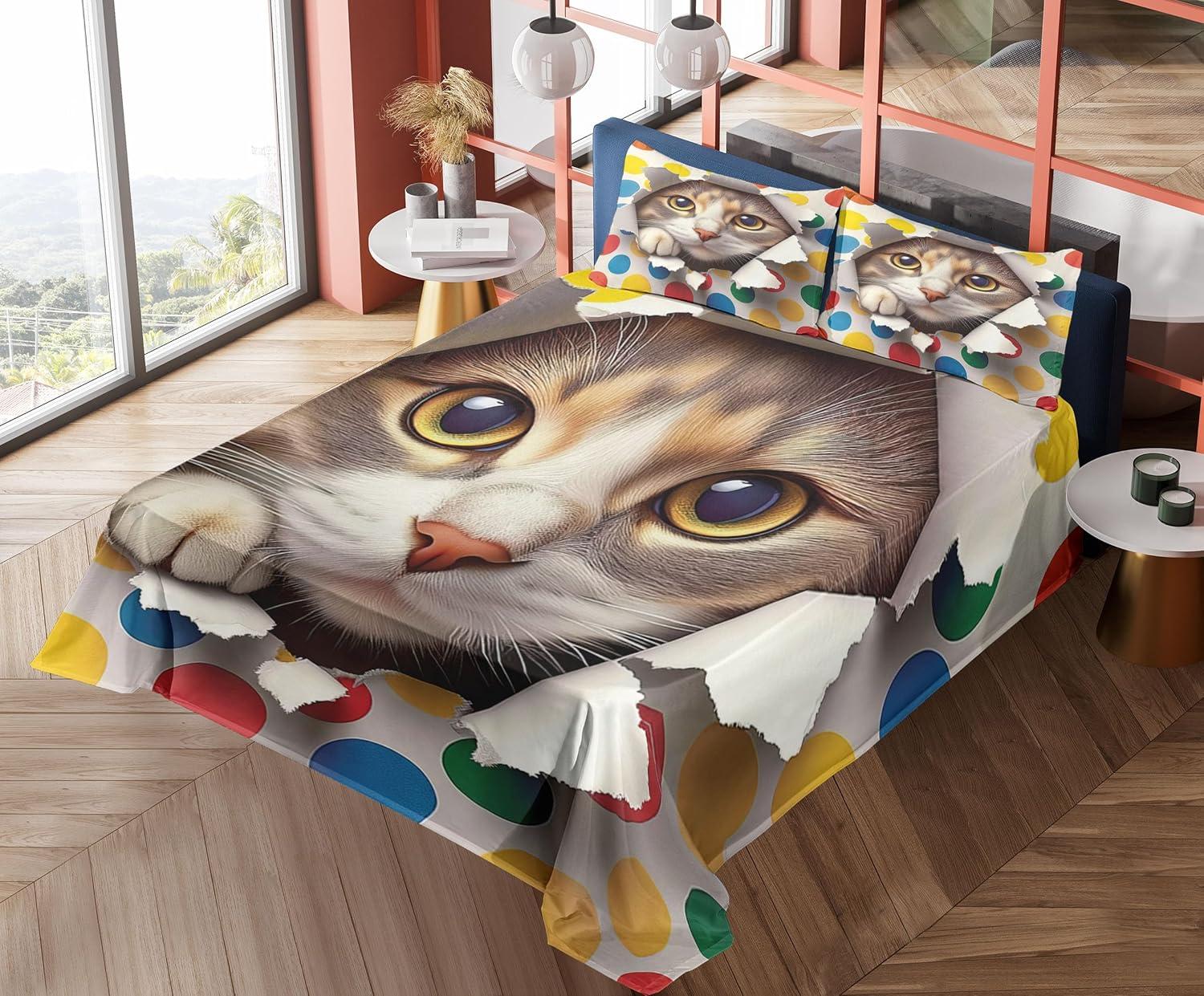 imageAmbesonne Cat Sheet Set Romantic Date Night of Kitties Drinking Milkshake Cozy Night Scene Valentines Fitted and Flat Sheet with Pillowcases Bedding Accent 4 Piece Set King Dark Blue ApricotMulticolor