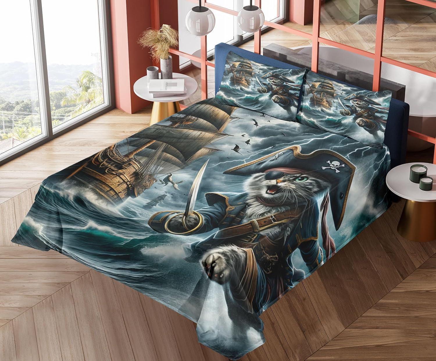 imageAmbesonne Cat Sheet Set Romantic Date Night of Kitties Drinking Milkshake Cozy Night Scene Valentines Fitted and Flat Sheet with Pillowcases Bedding Accent 4 Piece Set King Dark Blue ApricotDark Slate Blue and Amber