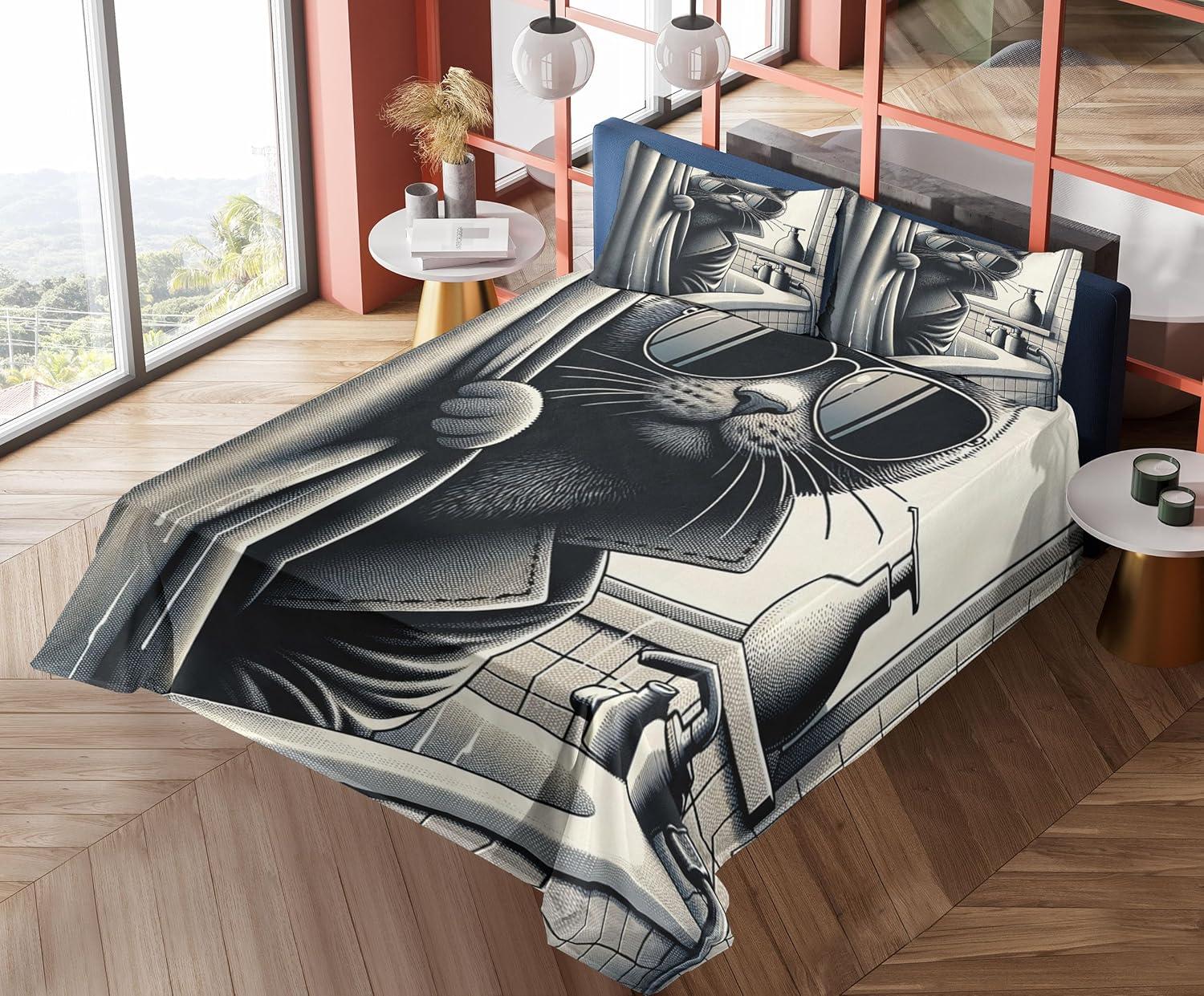 imageAmbesonne Cat Sheet Set Romantic Date Night of Kitties Drinking Milkshake Cozy Night Scene Valentines Fitted and Flat Sheet with Pillowcases Bedding Accent 4 Piece Set King Dark Blue ApricotDark Grey Pale Sepia