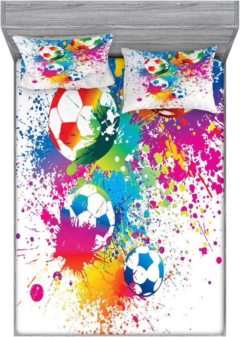imageAmbesonne Dragon Fitted Sheet amp Pillow Sham Set Cartoon Style Design for Animal Pattern Colorful Dragons Art Print Decorative Printed 2 Piece Bedding Decor Set Twin Aqua WhiteBlue White