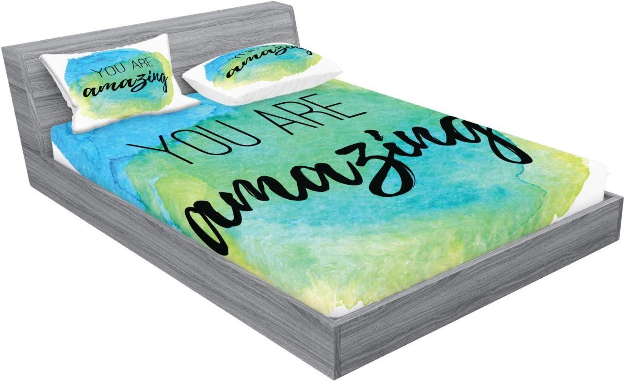 imageAmbesonne Dragon Fitted Sheet amp Pillow Sham Set Cartoon Style Design for Animal Pattern Colorful Dragons Art Print Decorative Printed 2 Piece Bedding Decor Set Twin Aqua WhiteSky Blue Green