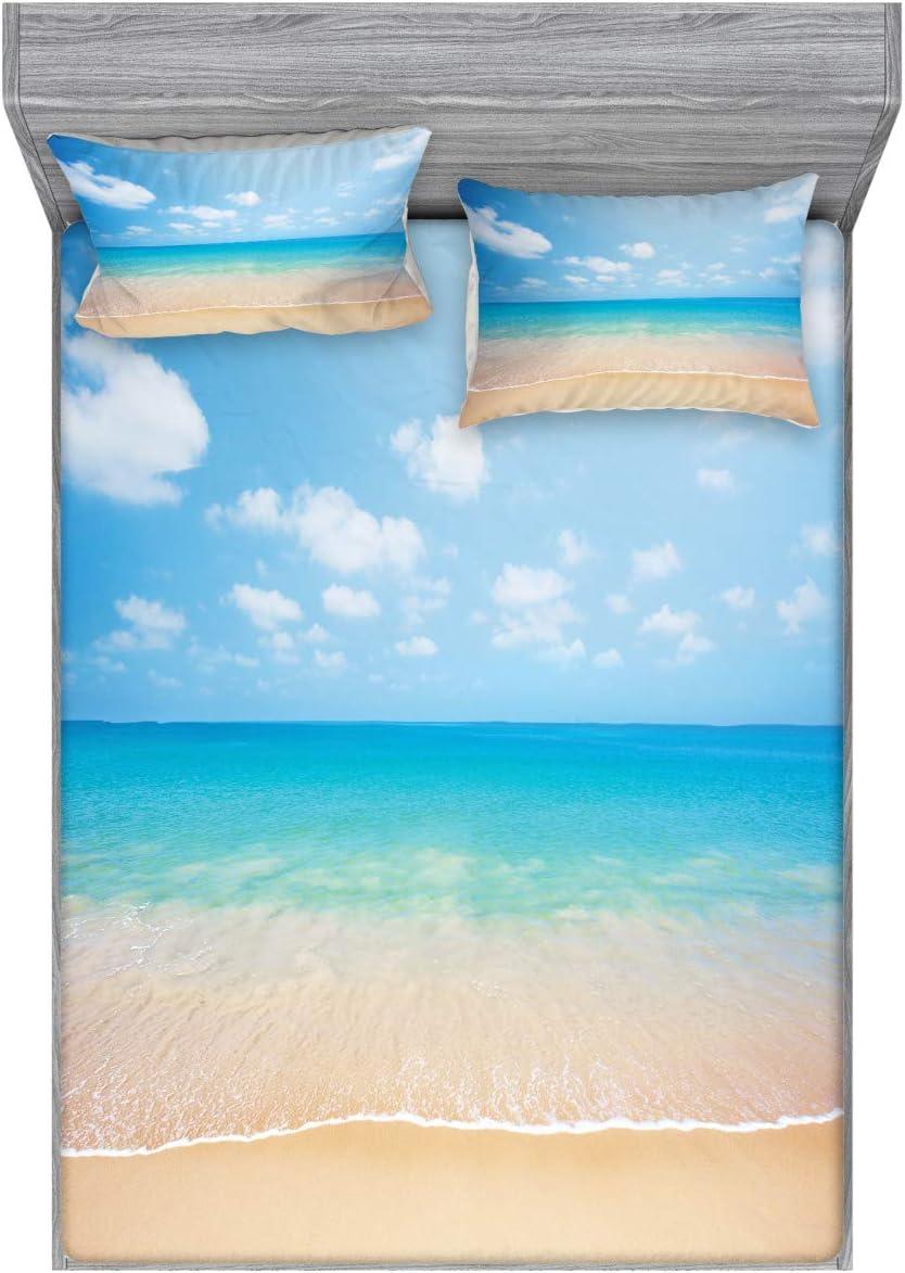 imageAmbesonne Dragon Fitted Sheet amp Pillow Sham Set Cartoon Style Design for Animal Pattern Colorful Dragons Art Print Decorative Printed 2 Piece Bedding Decor Set Twin Aqua WhiteBeige Aqua