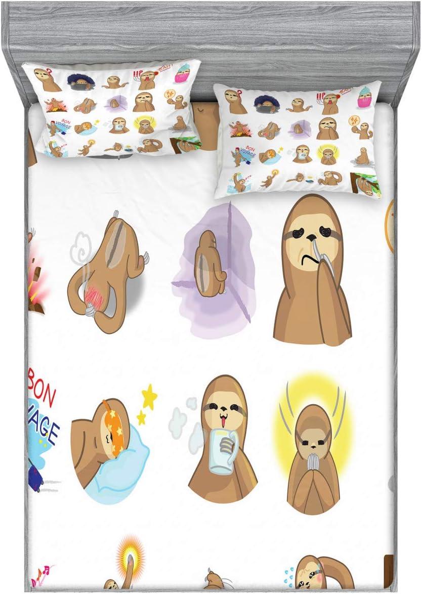imageAmbesonne Dragon Fitted Sheet amp Pillow Sham Set Cartoon Style Design for Animal Pattern Colorful Dragons Art Print Decorative Printed 2 Piece Bedding Decor Set Twin Aqua WhiteBrown White