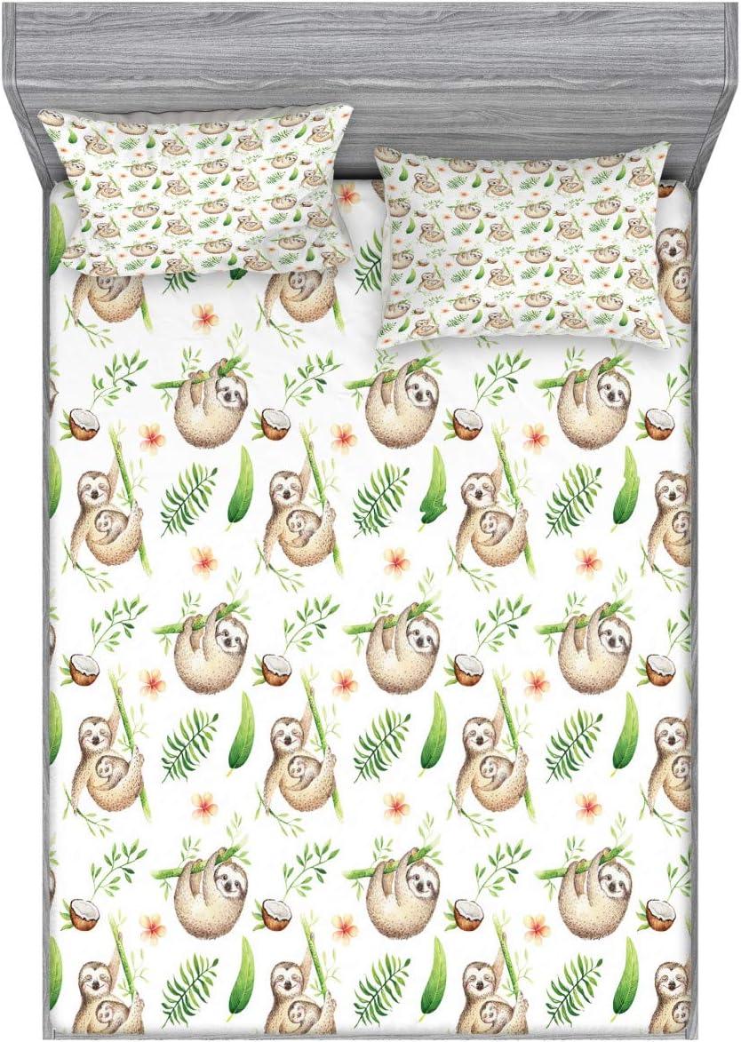imageAmbesonne Dragon Fitted Sheet amp Pillow Sham Set Cartoon Style Design for Animal Pattern Colorful Dragons Art Print Decorative Printed 2 Piece Bedding Decor Set Twin Aqua WhitePale Brown Green