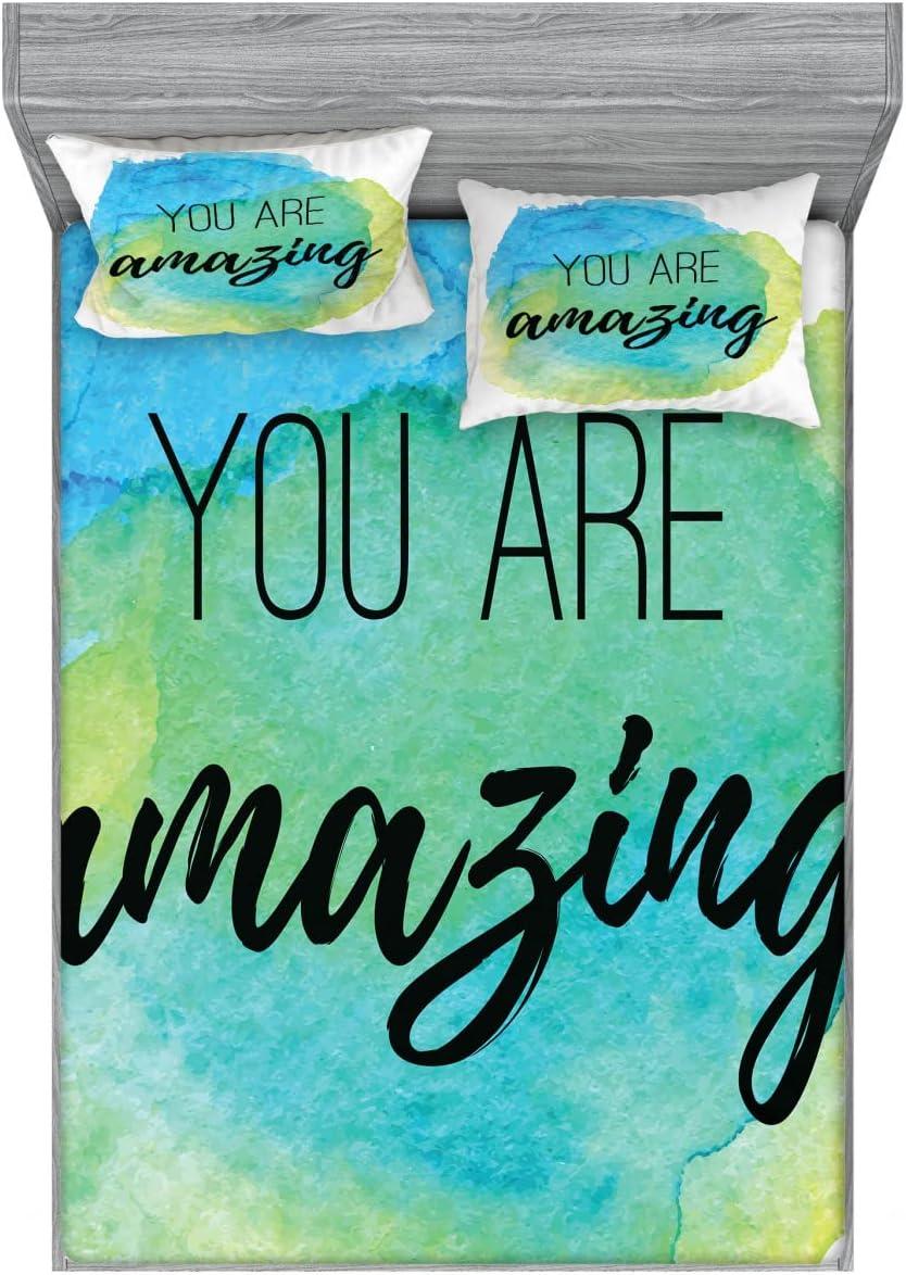 imageAmbesonne Dragon Fitted Sheet amp Pillow Sham Set Cartoon Style Design for Animal Pattern Colorful Dragons Art Print Decorative Printed 2 Piece Bedding Decor Set Twin Aqua WhiteSky Blue Green