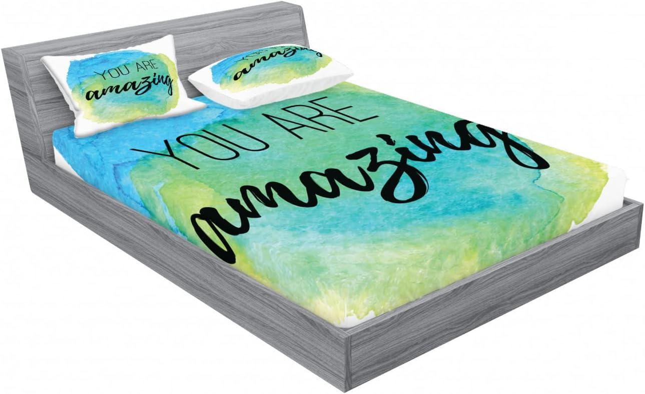 imageAmbesonne Dragon Fitted Sheet amp Pillow Sham Set Cartoon Style Design for Animal Pattern Colorful Dragons Art Print Decorative Printed 2 Piece Bedding Decor Set Twin Aqua WhiteSky Blue Green