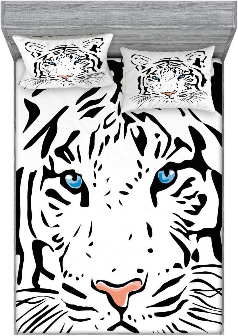 imageAmbesonne Dragon Fitted Sheet amp Pillow Sham Set Cartoon Style Design for Animal Pattern Colorful Dragons Art Print Decorative Printed 2 Piece Bedding Decor Set Twin Aqua WhiteBlack Cream