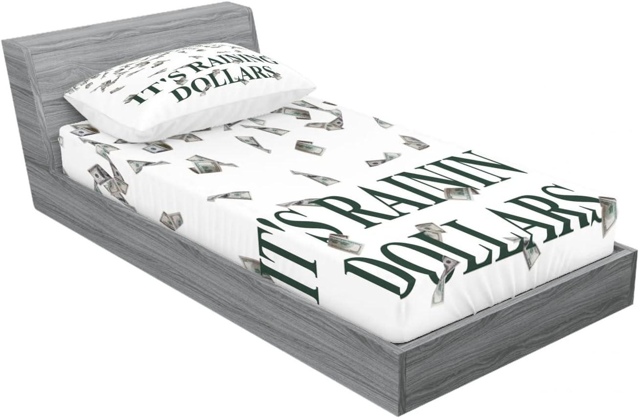 imageAmbesonne Dragon Fitted Sheet amp Pillow Sham Set Cartoon Style Design for Animal Pattern Colorful Dragons Art Print Decorative Printed 2 Piece Bedding Decor Set Twin Aqua WhiteDark Green White