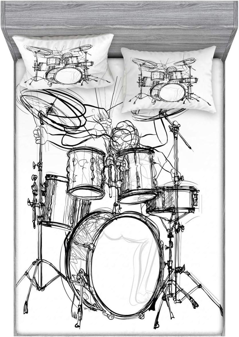 imageAmbesonne Dragon Fitted Sheet amp Pillow Sham Set Cartoon Style Design for Animal Pattern Colorful Dragons Art Print Decorative Printed 2 Piece Bedding Decor Set Twin Aqua WhiteBlack