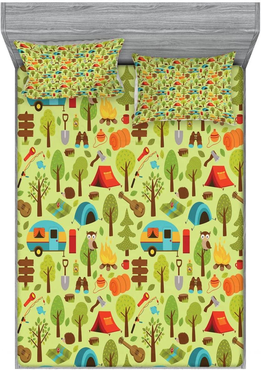 imageAmbesonne Dragon Fitted Sheet amp Pillow Sham Set Cartoon Style Design for Animal Pattern Colorful Dragons Art Print Decorative Printed 2 Piece Bedding Decor Set Twin Aqua WhitePale Green