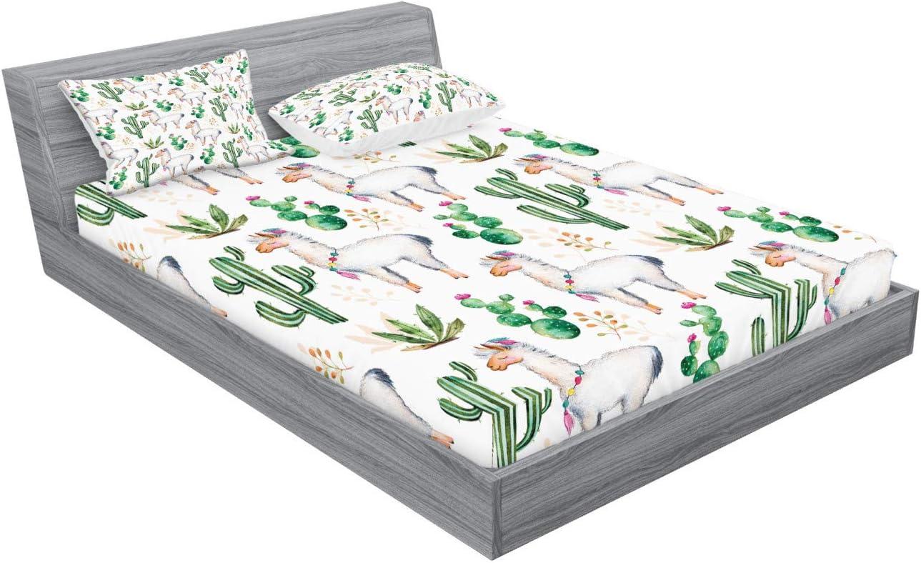 imageAmbesonne Dragon Fitted Sheet amp Pillow Sham Set Cartoon Style Design for Animal Pattern Colorful Dragons Art Print Decorative Printed 2 Piece Bedding Decor Set Twin Aqua WhiteWhite Green
