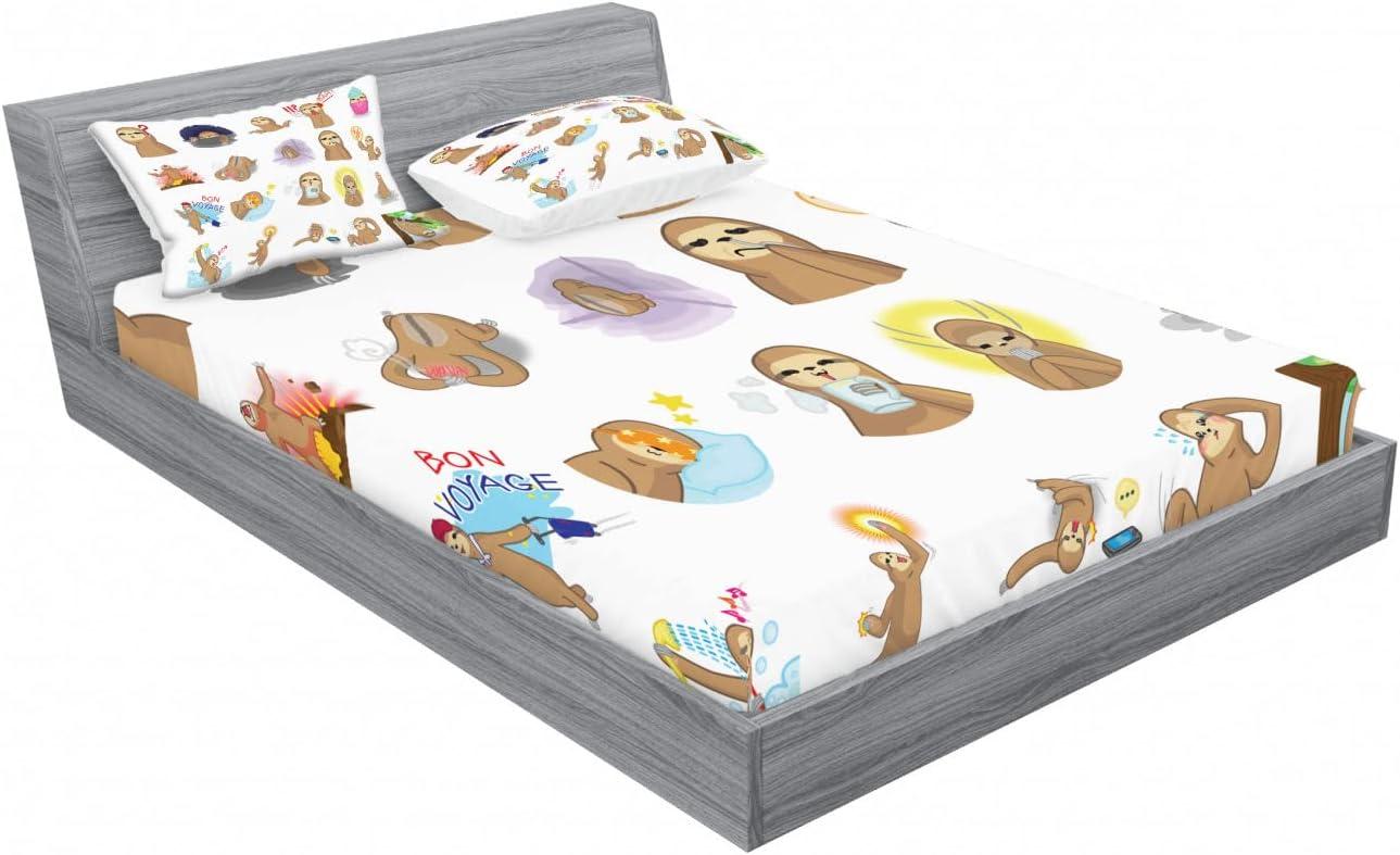 imageAmbesonne Dragon Fitted Sheet amp Pillow Sham Set Cartoon Style Design for Animal Pattern Colorful Dragons Art Print Decorative Printed 2 Piece Bedding Decor Set Twin Aqua WhiteBrown White
