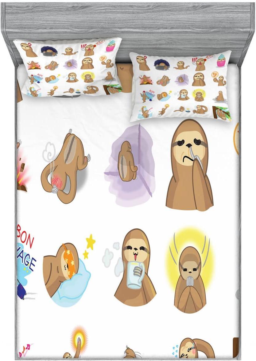 imageAmbesonne Dragon Fitted Sheet amp Pillow Sham Set Cartoon Style Design for Animal Pattern Colorful Dragons Art Print Decorative Printed 2 Piece Bedding Decor Set Twin Aqua WhiteBrown White