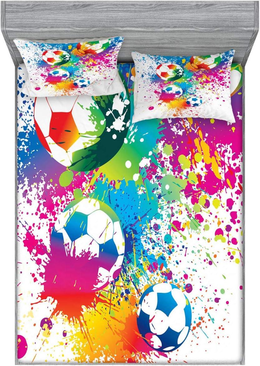 imageAmbesonne Dragon Fitted Sheet amp Pillow Sham Set Cartoon Style Design for Animal Pattern Colorful Dragons Art Print Decorative Printed 2 Piece Bedding Decor Set Twin Aqua WhiteBlue White